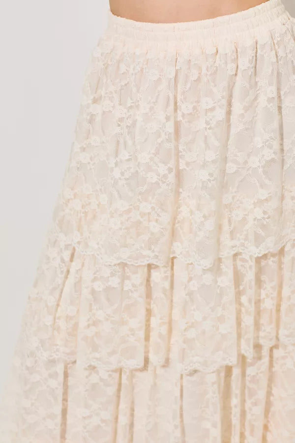 Edith Tiered Lace Maxi Skirt