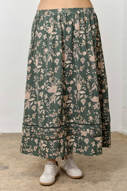 Florals + Lace Midi Skirt | Extended