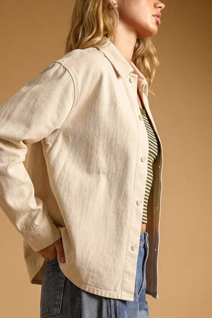 Oversized Boxy Button Up Shirt | Cream