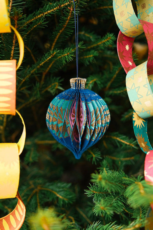 Blue Bauble Honeycomb Ornament