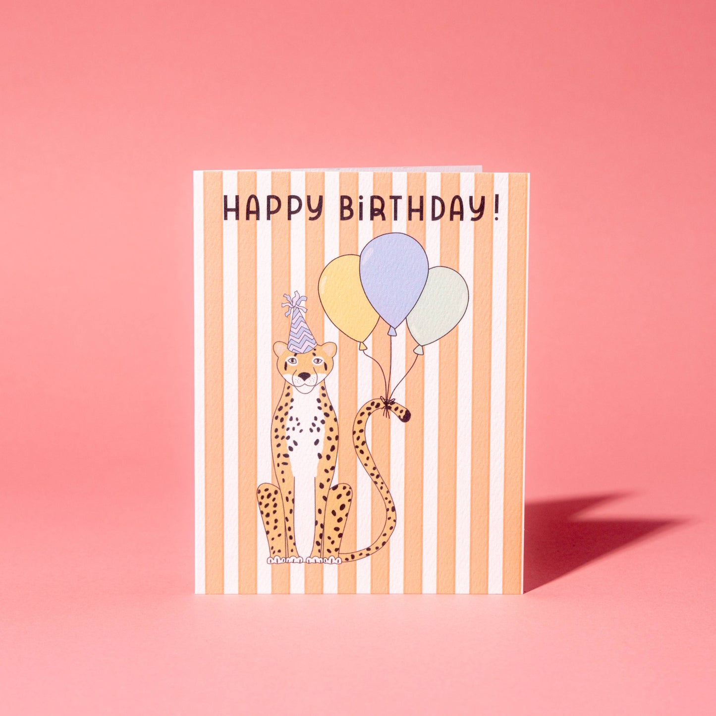 Leopard Balloon Happy Birthday Card