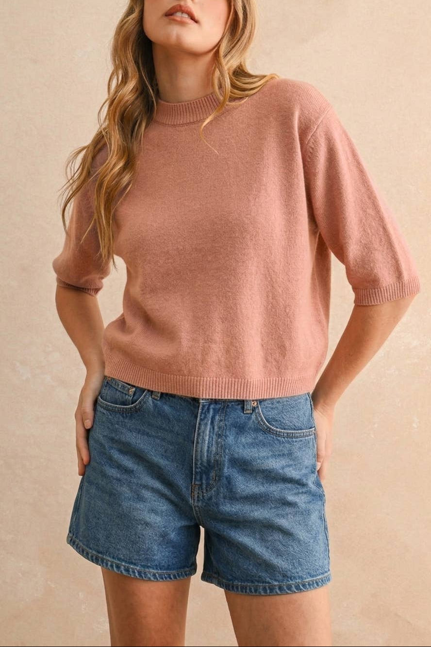 Short Sleeve Sweater Top | Rosey