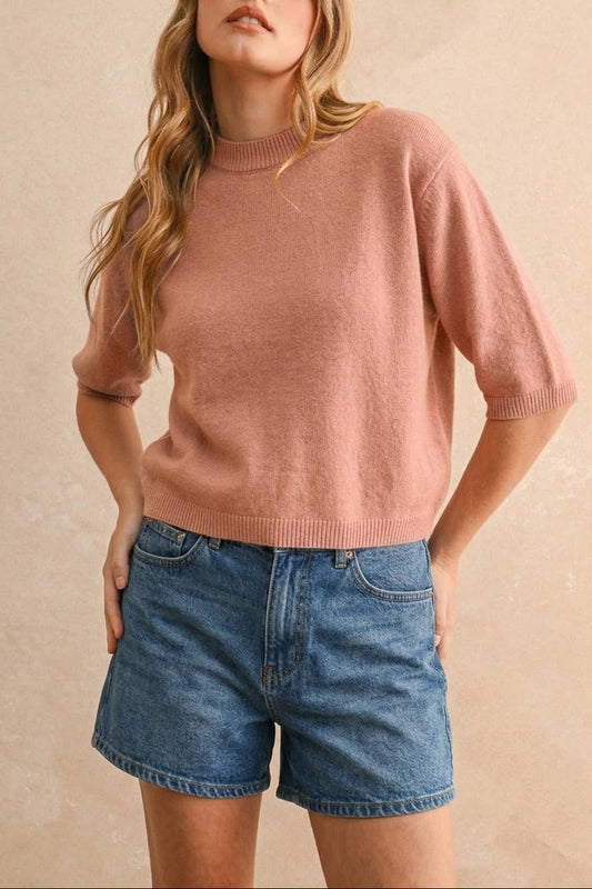Short Sleeve Sweater Top | Rosey