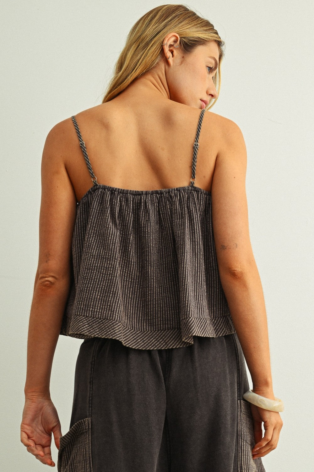 Pinstripe Swing Tank Top | Black