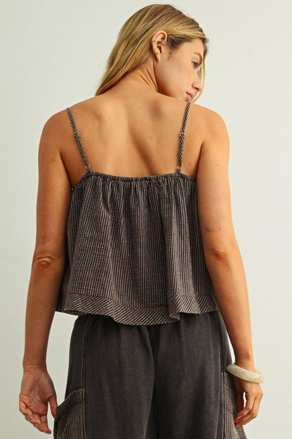 Pinstripe Swing Tank Top | Black