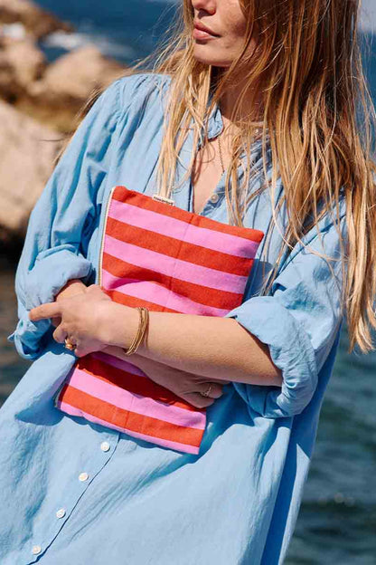 Lili Flat Pouch | Orchid + Tomato