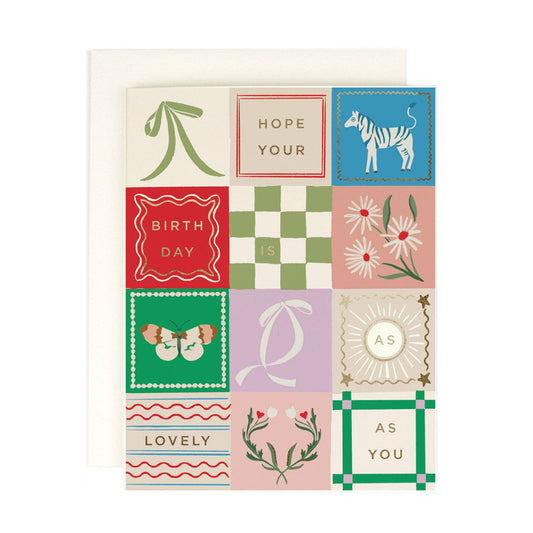 Lovely as you Patchwork Birthday Card