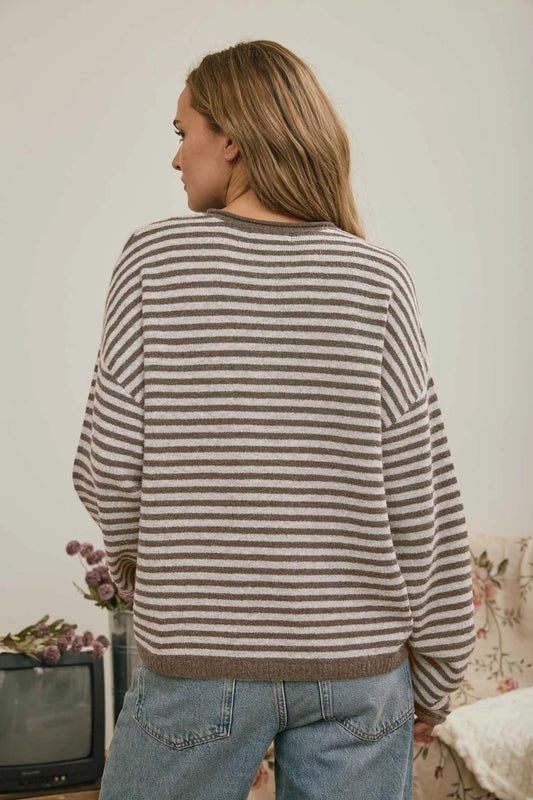 Piper Stripe Henley | Mocha