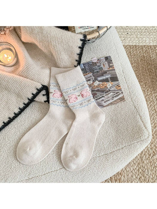 Nordic Cozy Crew Socks | Bunny