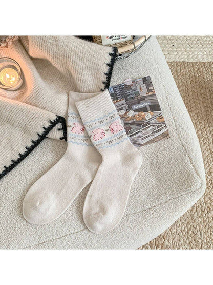 Nordic Cozy Crew Socks | Teddy Bear