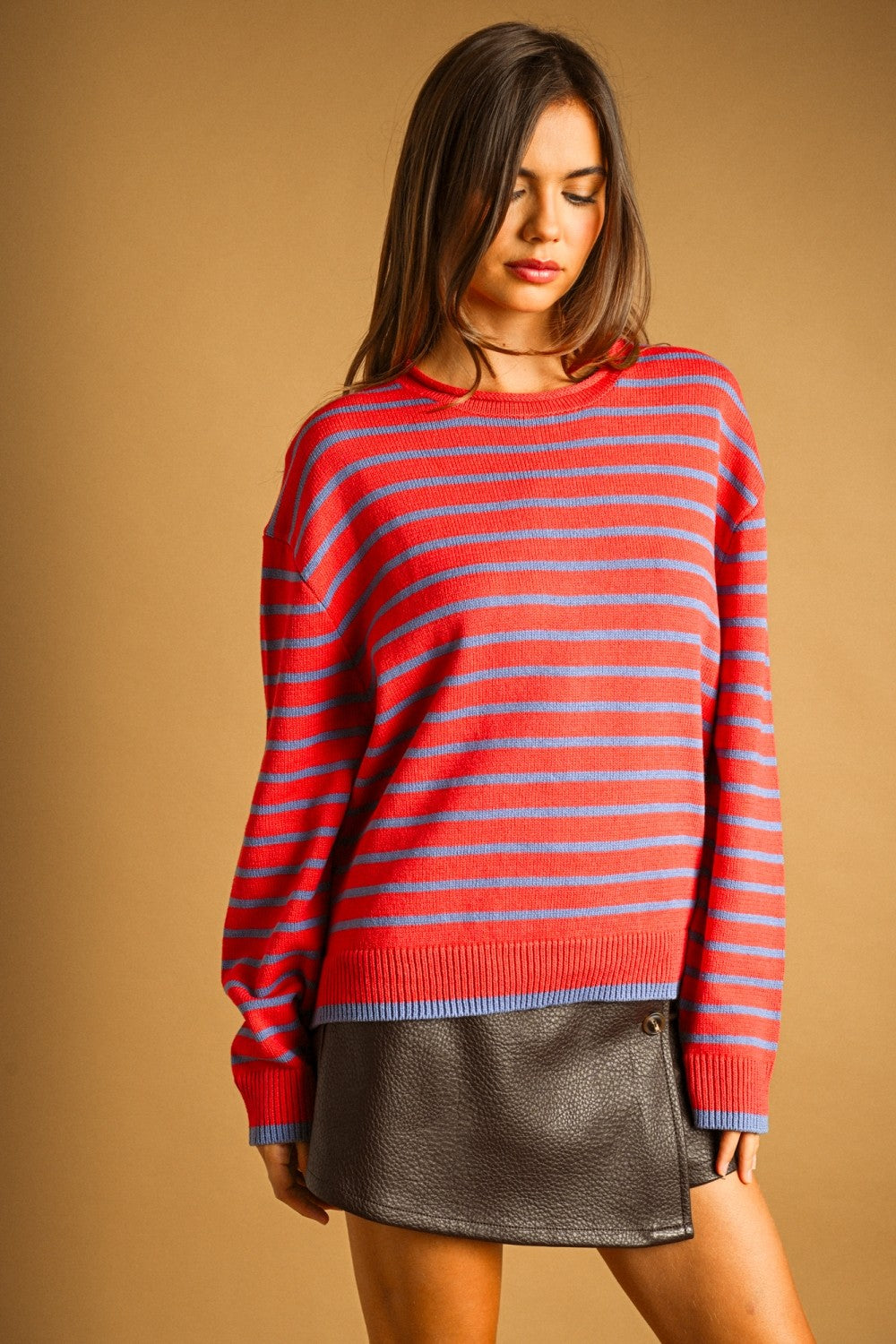 Stripe And Stare Sweater | Red + Blue