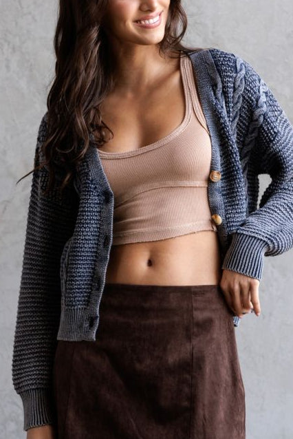 Midnight Cable Knit Cardigan