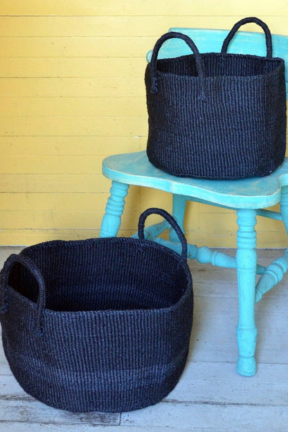 Usiku Black Sisal Kamba Floor Basket