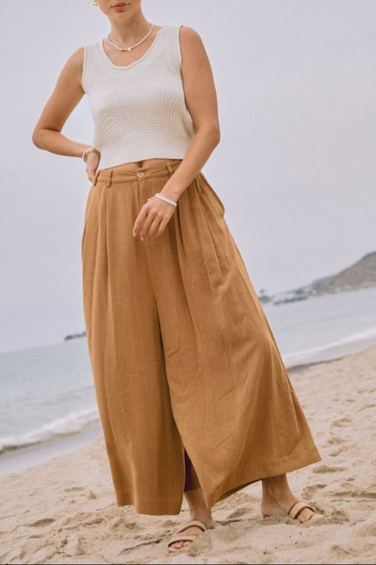 Washed Mocha Palazzo Pants