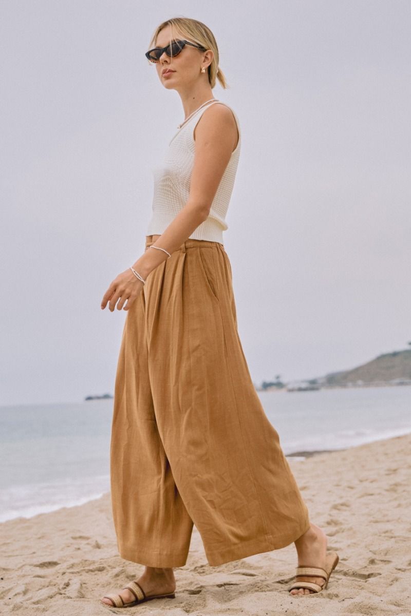 Washed Mocha Palazzo Pants