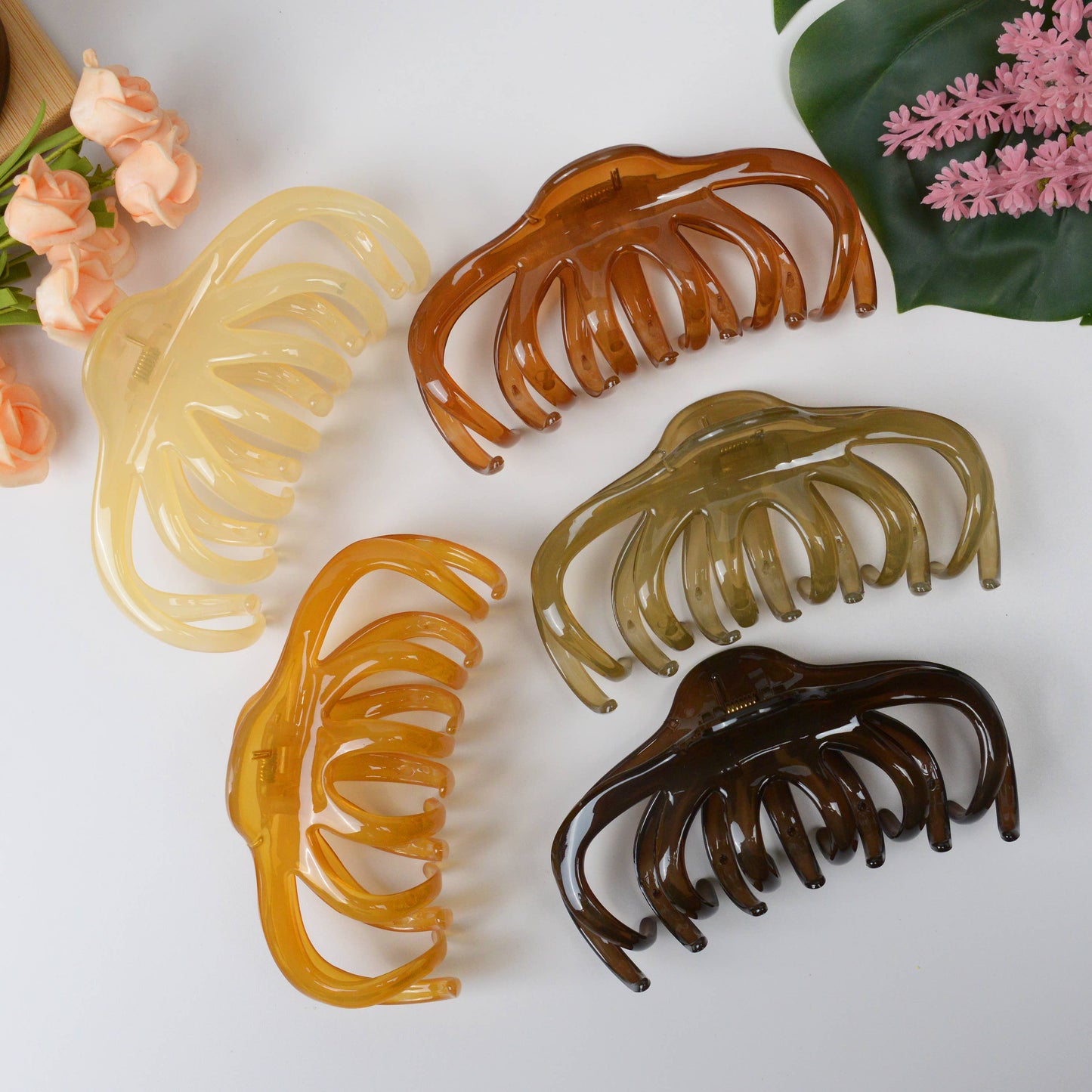 Transparent French Hair Claw | Brown