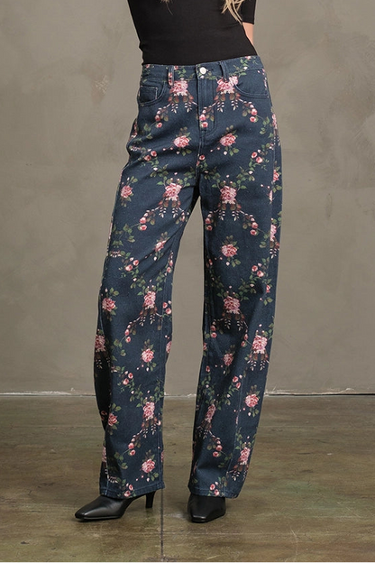 Vintage Floral Barrel Denim