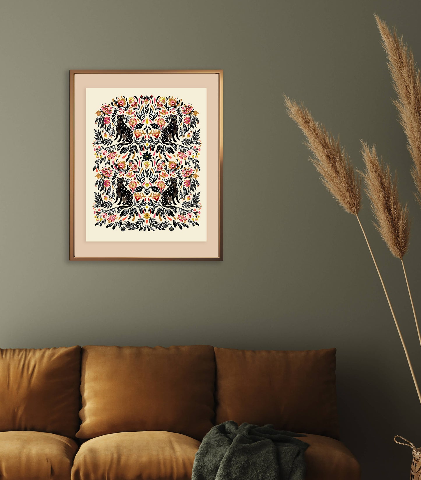 Folk Leopards Side Eye Art Print | 11x14