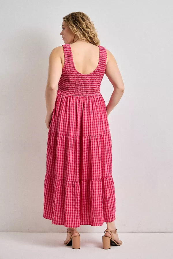 Summer Crush Gingham Midi Dress | Fuchsia | Extended