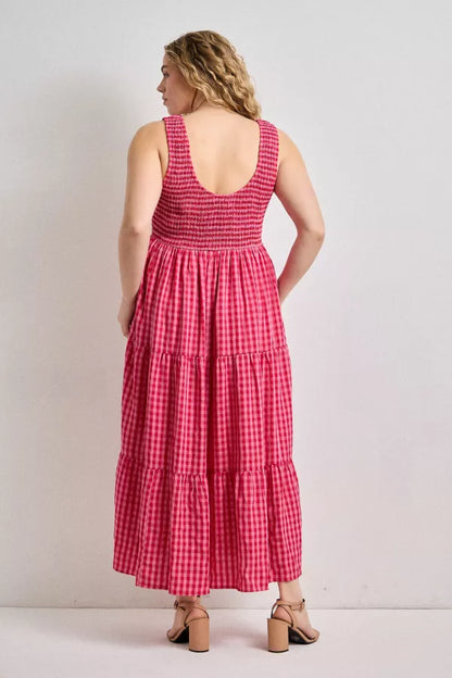 Summer Crush Gingham Midi Dress | Fuchsia | Extended