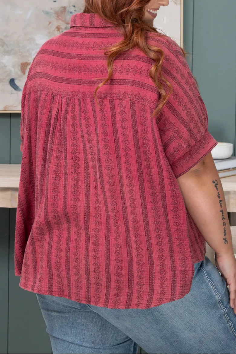 Raspberry Lemonade Cotton Gauze Shirt