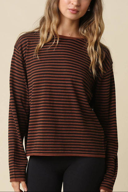 Sideline Stripe Sweater | Brown + Black