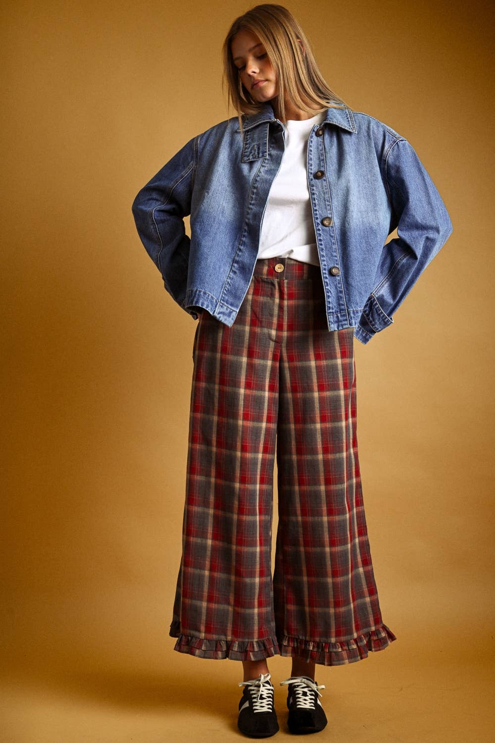 Ruffled Up Plaid Pants | Red + Blue