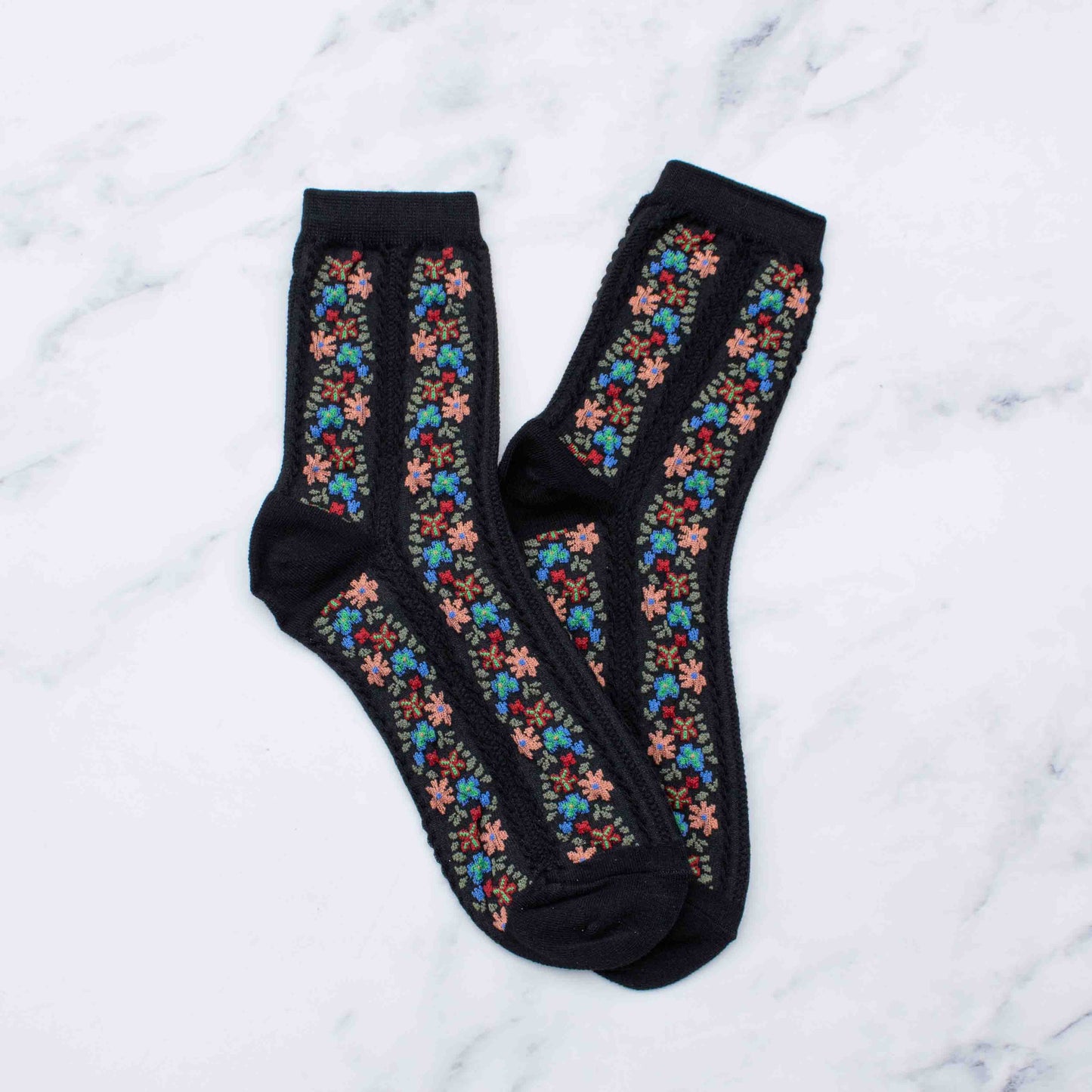 Floral Vine Crew Socks | Rust