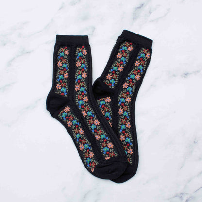 Floral Vine Crew Socks | Rust