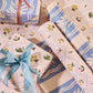 Floral Trellis and Blue Vine Stripe Double Sided Gift Wrap | Roll of 3 Sheets