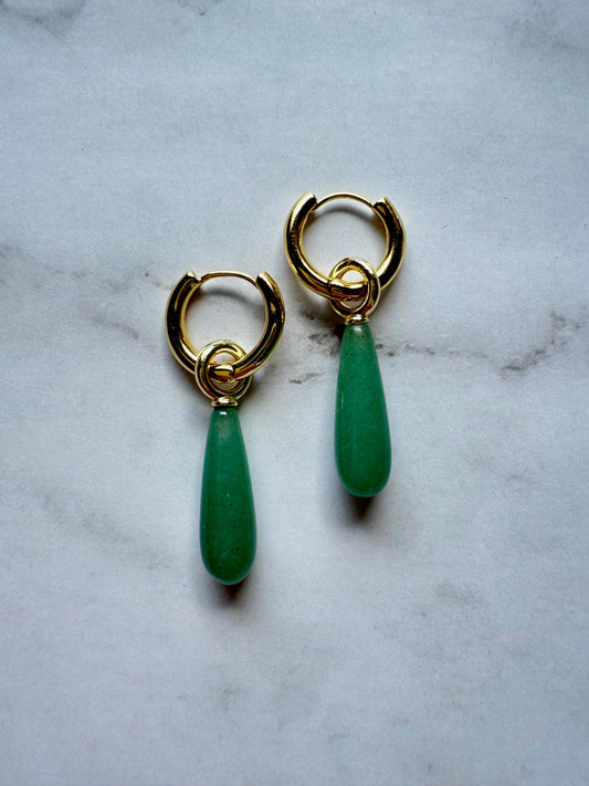 Amara Gemstone Hoops | Aventurine