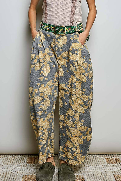Patterned Wide Leg Pants | Black Floral