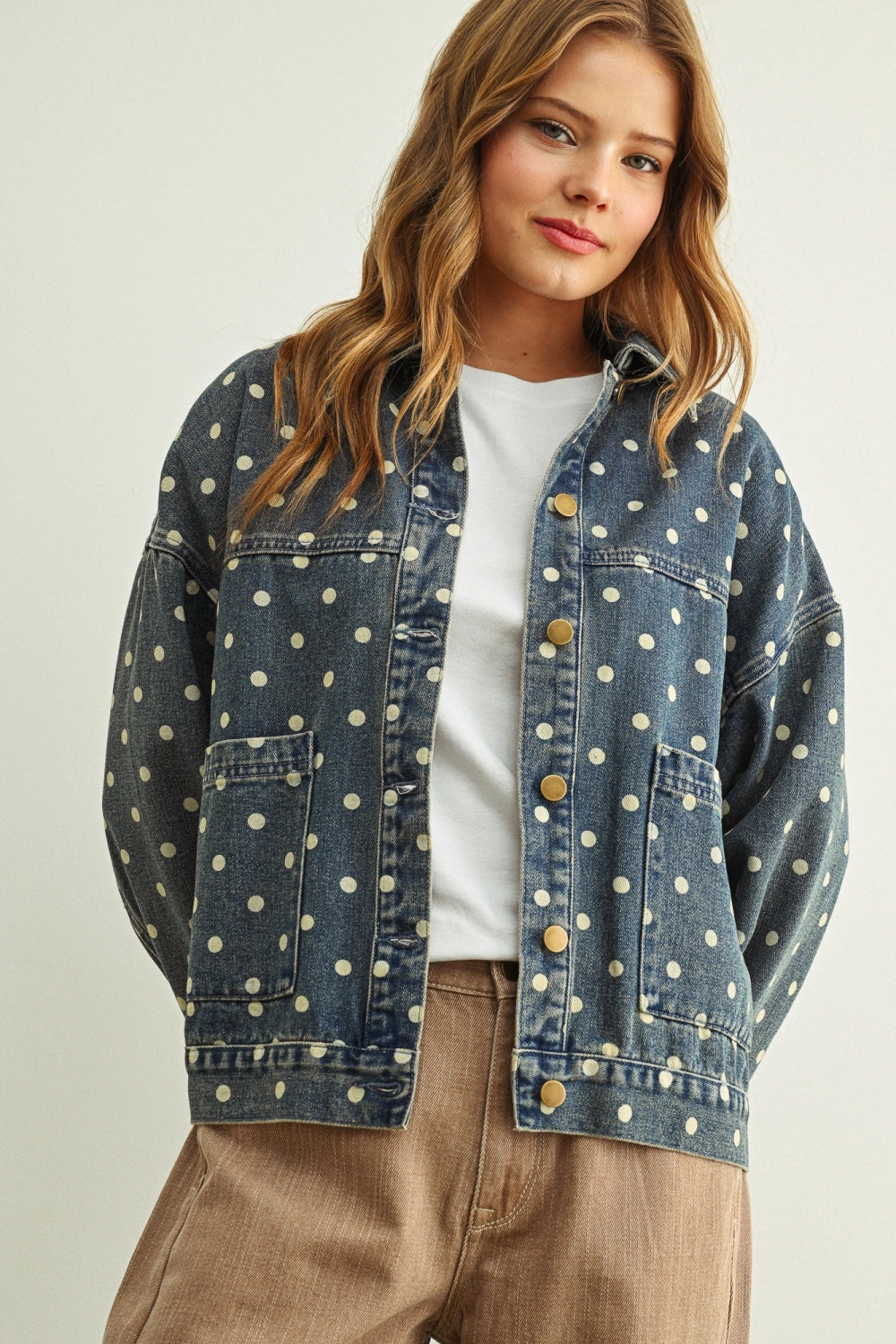 Polka Dot Denim Jacket