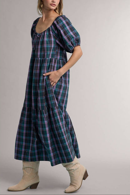 Berry Pickin' Plaid Midi Dress