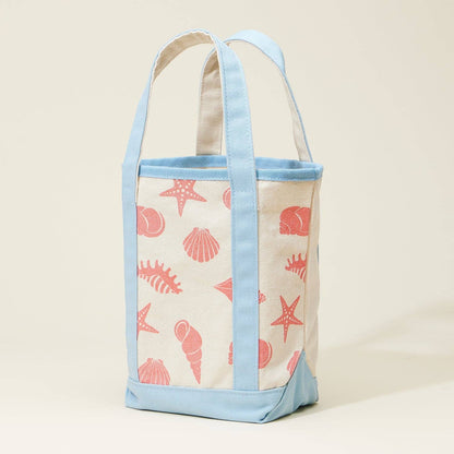 Carry Everywhere Canvas Tote Bag | Light Blue + Shells