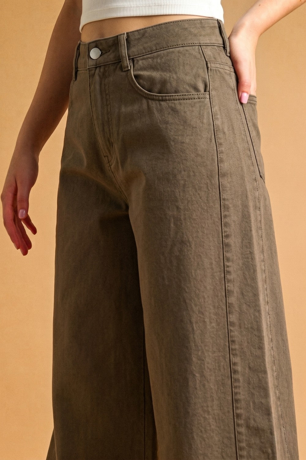 Washed Wide-Leg Pants | Espresso