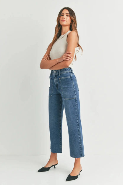 Wide Leg Utility Denim | Medium Wash