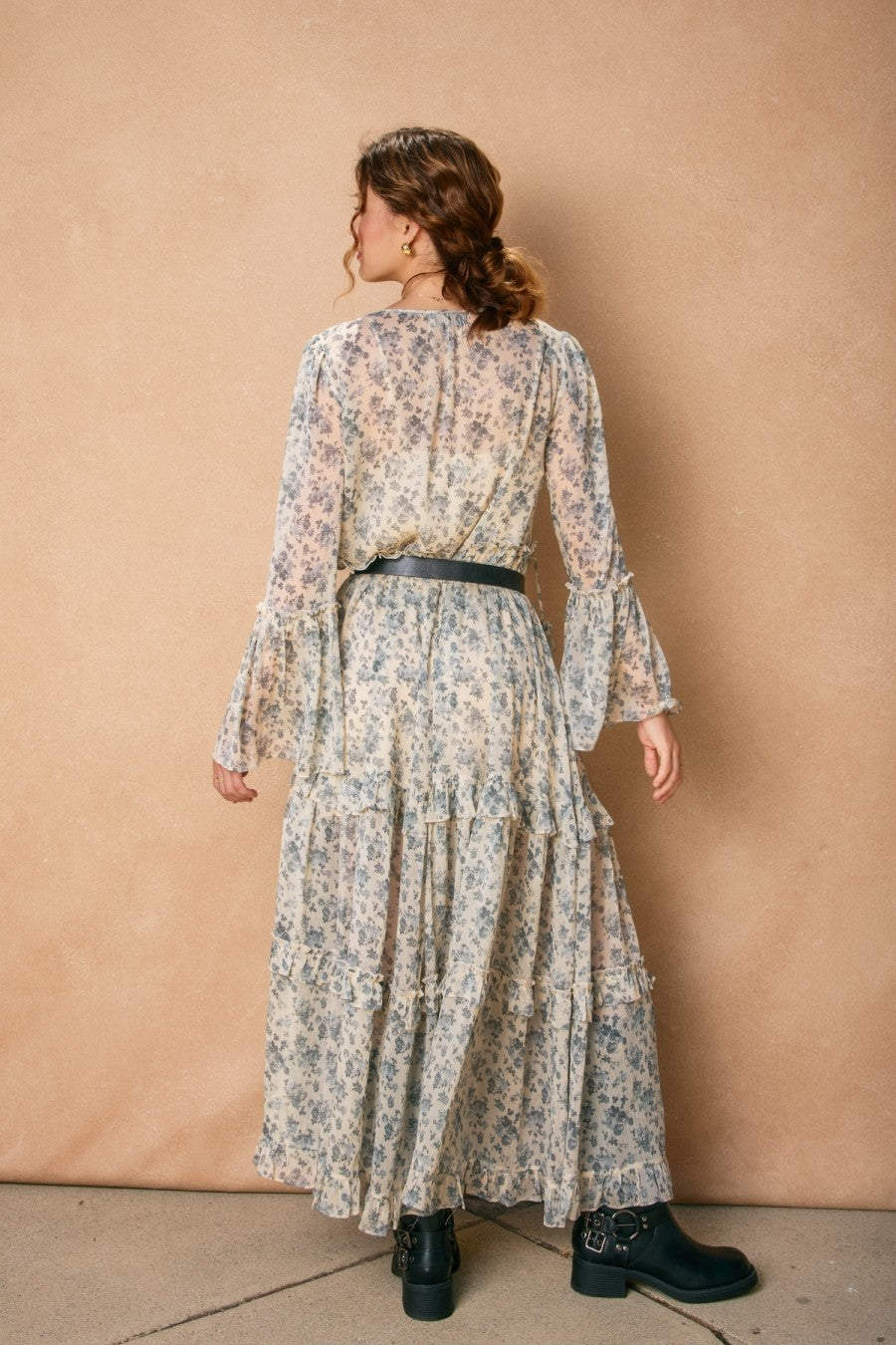 Victorian Rose Bell Sleeve Maxi Dress