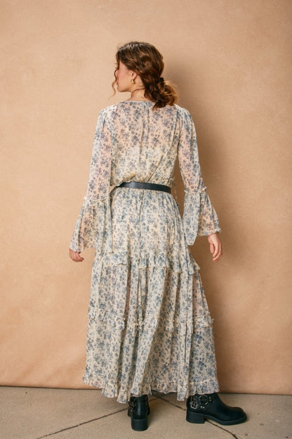 Victorian Rose Bell Sleeve Maxi Dress