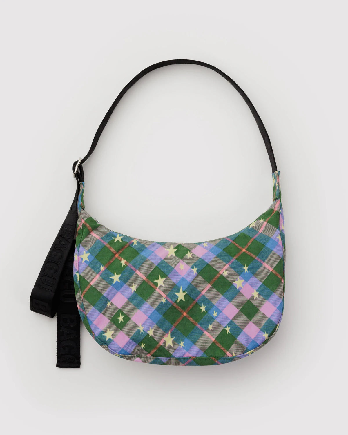 Medium Crescent Bag | Green Star Plaid