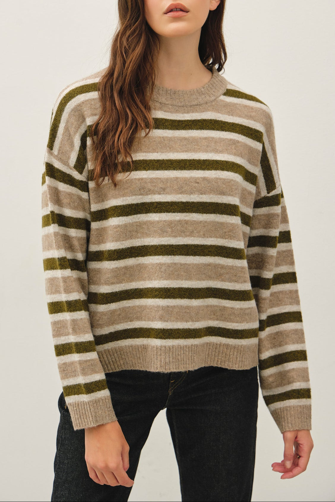Cozy Striped Sweater | Mushroom