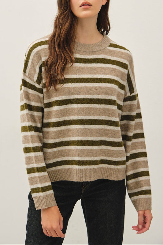Cozy Striped Sweater | Mushroom