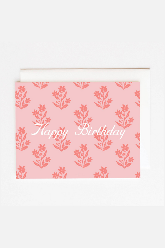 Pink Happy Birthday Block Print Card
