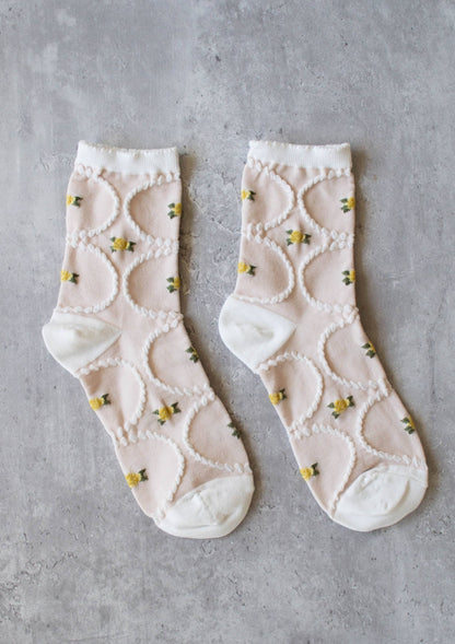 Yellow Petals Crew Socks