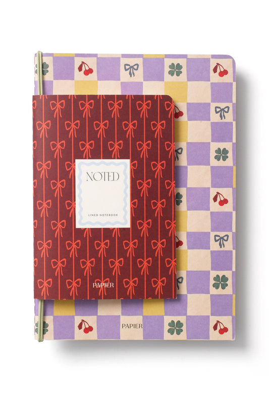 Checkerboard & Bows Softcover Notebook Set