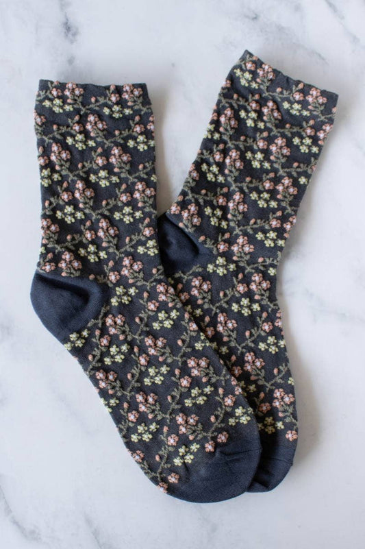 Little Blossom Socks | Charcoal