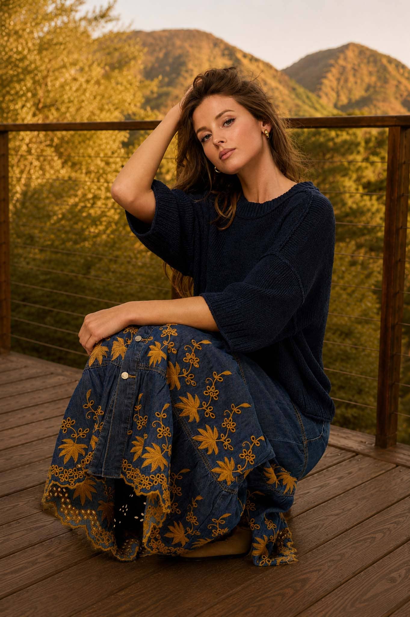 Drop Shoulder Knit Sweater | Navy