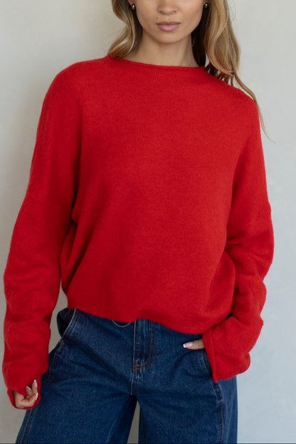 Piper Pullover Sweater | Tomato Red