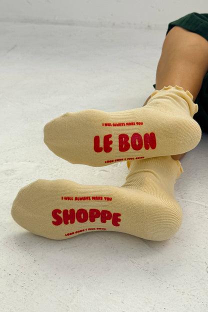 Ruffled Hugger Crew Socks | Vanilla