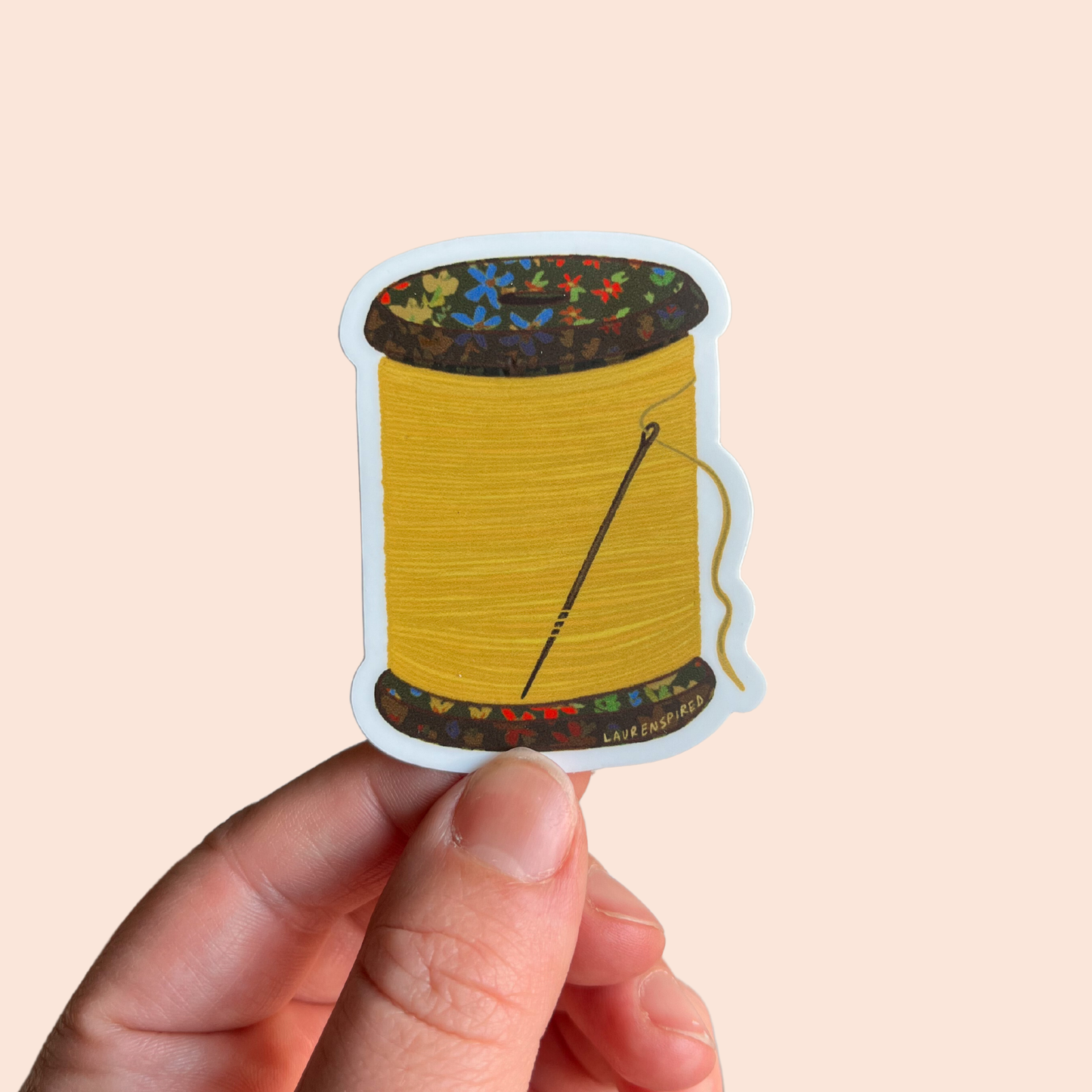 Yellow Spool of Thread Sticker